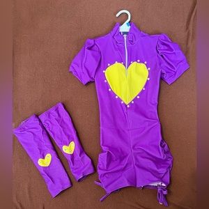 Kelle purple and yellow heart biketard dance costume child medium